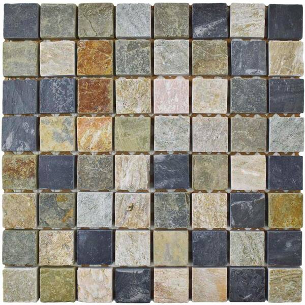 Merola Tile Crag Square Multi Grey 11-3/4 in. x 11-3/4 in. Natural Stone Mosaic Tile (0.98 sq. ft./Each)