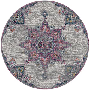 Montana Isabelle Pink 7 ft. 6 in. x 7 ft. 6 in. Transitional Medallion Round Area Rug