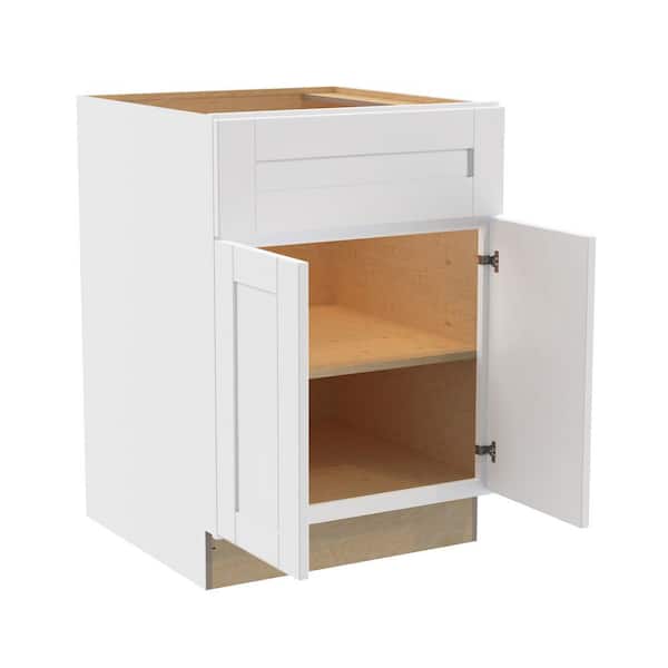 Washington Vesper White Plywood Shaker Assembled Base Kitchen Cabinet Soft Close 30 in W x 24 in D x 34.5 in H