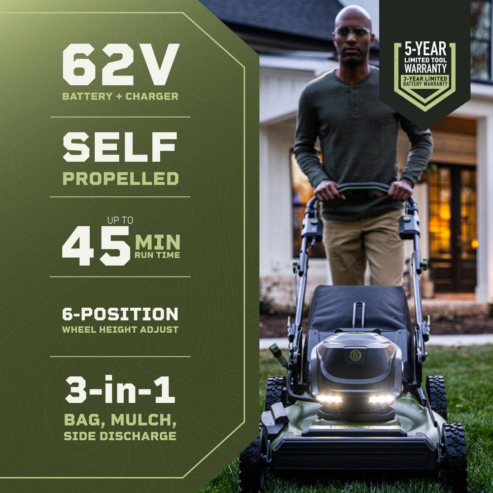 62V Brushless Electric Cordless Lawn Mower - rated 4.0524 stars from 592 reviews