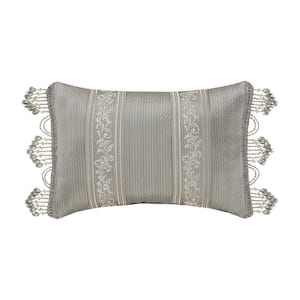 Medellin Sage Polyester Damask Boudoir Decorative Throw Pillow 15 in. L X 22 in. W