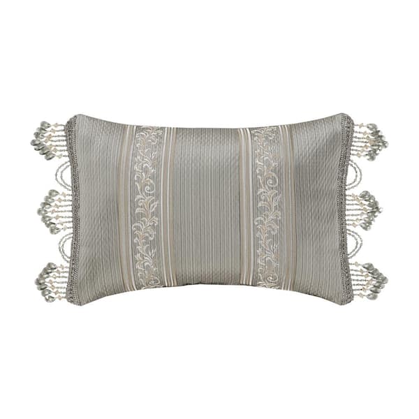 Unbranded Medellin Sage Polyester Damask Boudoir Decorative Throw Pillow 15 in. L X 22 in. W