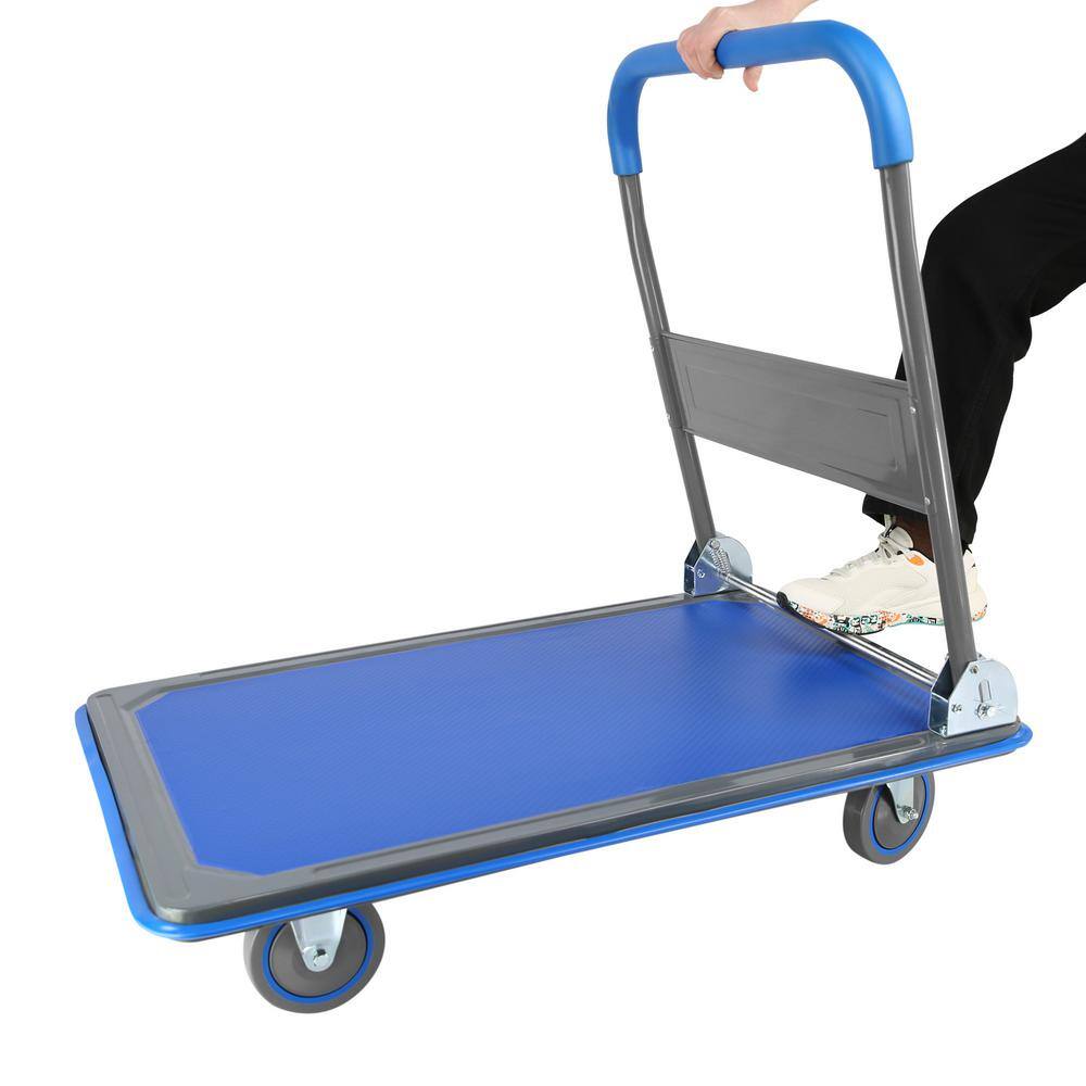 660 lbs Capacity Blue Steel Folding Platform Hand Truck Dolly