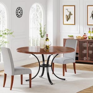 Roesler Vintage Brown Engineered Wood 47.2 in. Pedestal Round Dining Table Seats 4