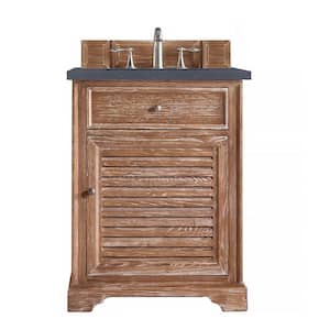 Savannah 26 in. W x 23.5 in.D x 34.3 in.H Single Bath Vanity in Driftwood with Quartz Top in Charcoal Soapstone