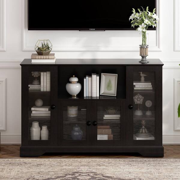 Anbazar Wood Tv Stand With Storage Cabinets Entertainment Center Console Table For S Up To 58 In Glass Door White Ff20 K Anbazar Wood Tv Stand With Storage, Is A Console Table Tv Stand