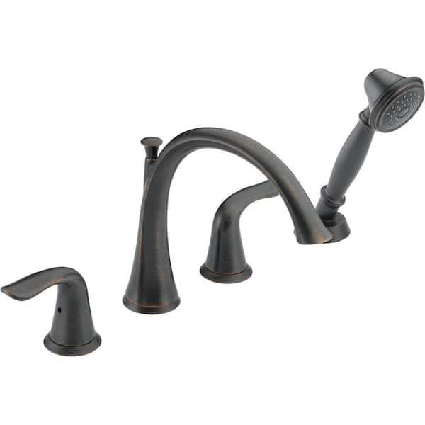 Delta Lahara 2-Handle Deck-Mount Roman Tub Faucet with Hand Shower Trim Kit Only in Venetian Bronze (Valve Not Included)