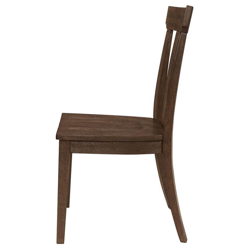 Brown Oak High Slat Back Wood Side Chair