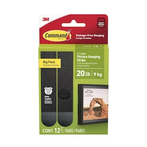20 lb. Black Picture Hanging Strips, 12 Pairs