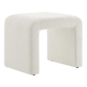 Simba 20 in. in Ivory Solid Wood Boucle Fabric Waterfall Stool