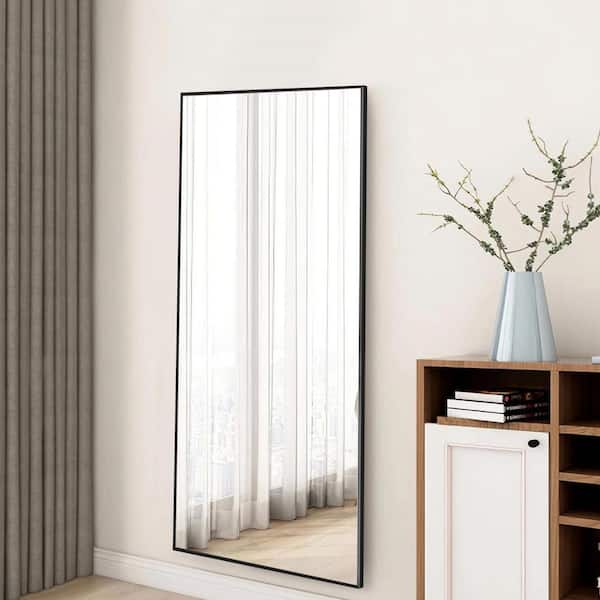 22 in. W x 65.1 in. H Oversized Black Metal Frame Modern Classic Full Length Floor Standing Mirror