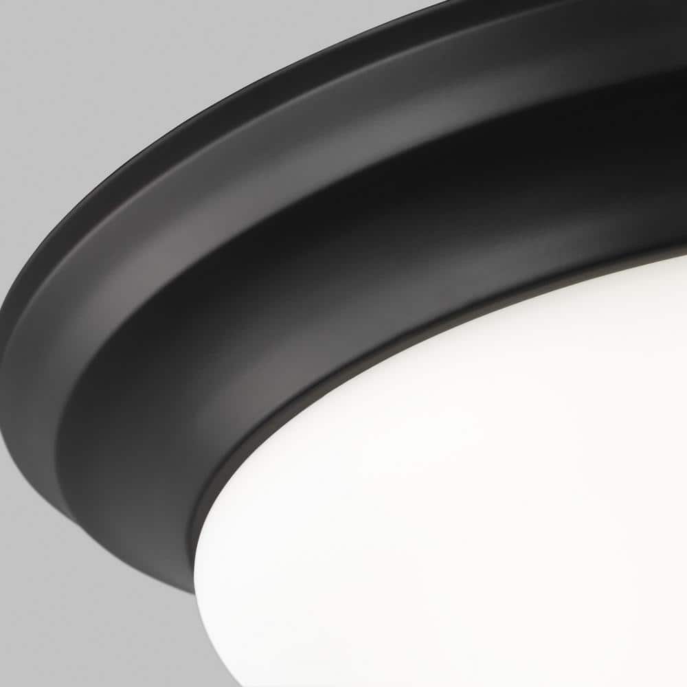 Nash Midnight Black 2-Light LED Flush Mount with Satin Etched Glass