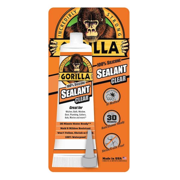 Gorilla Waterproof Caulk & Seal 100% Silicone Sealant, 10oz Cartridge,  Clear (Pack of 6)