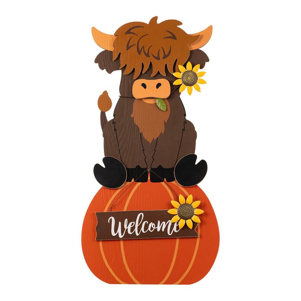 30 in. H Fall Wood Highland Cow Porch Decor price history on PriceWatchPro