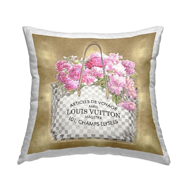 Stupell Industries Floral Fashion Purse Gold Square Outdoor Throw Pillow