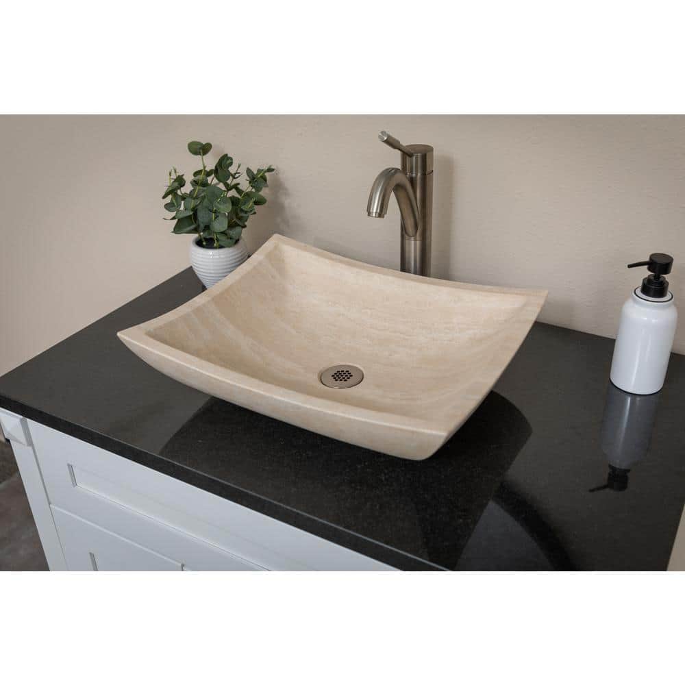 Eden Beige Stone Rectangular Bathroom Sink, 14.75''