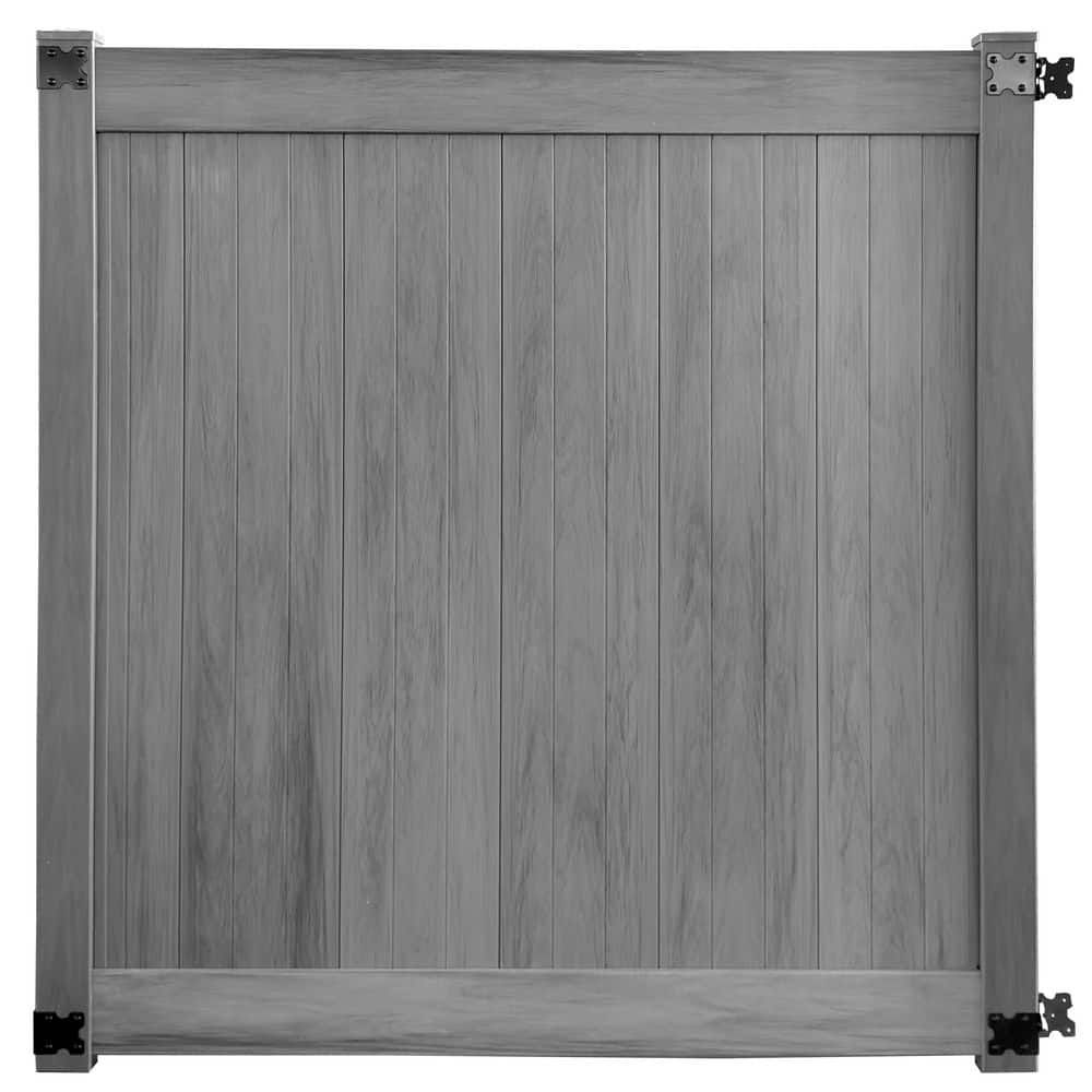 6 ft. W x 6 ft. H Woodgrain Unassembled Vinyl Hazy Gray Fence Gate with Steel Inserts price history on PriceWatchPro