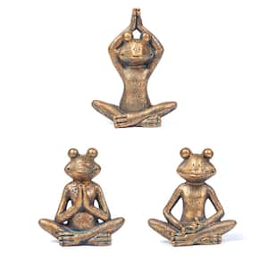 Irregular Frog figurines yoga zen decor, set of 3 yoga statues and sculptures meditation decor for shelves