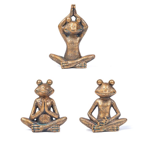 Unbranded Irregular Frog figurines yoga zen decor, set of 3 yoga statues and sculptures meditation decor for shelves