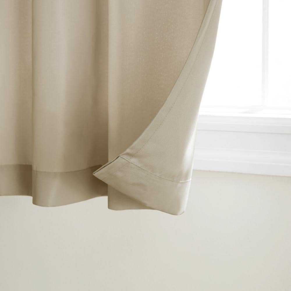 Taupe Polyester Light-Filtering Grommet Curtain Panels, Set of 2