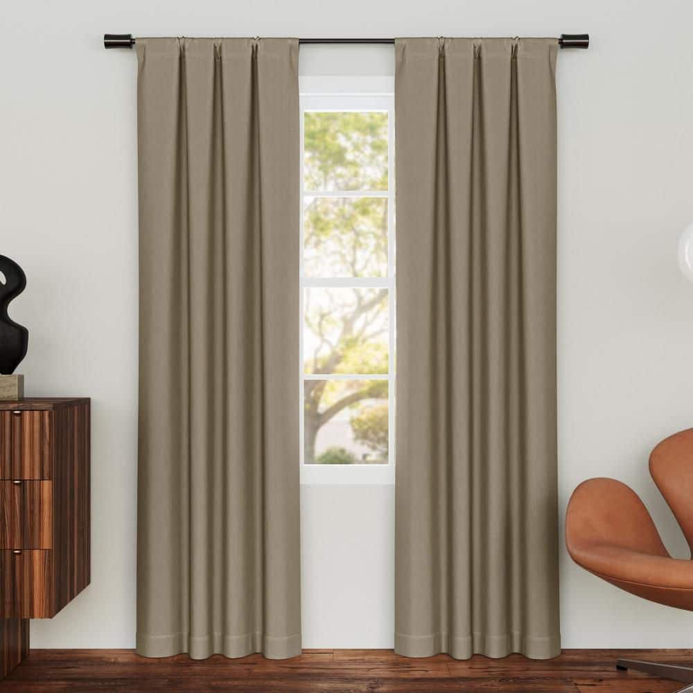 Prescott Dark Beige Polyester 37 in. W x 84 in. L Rod Pocket 100% Blackout Curtain (Set of 2) price history on PriceWatchPro