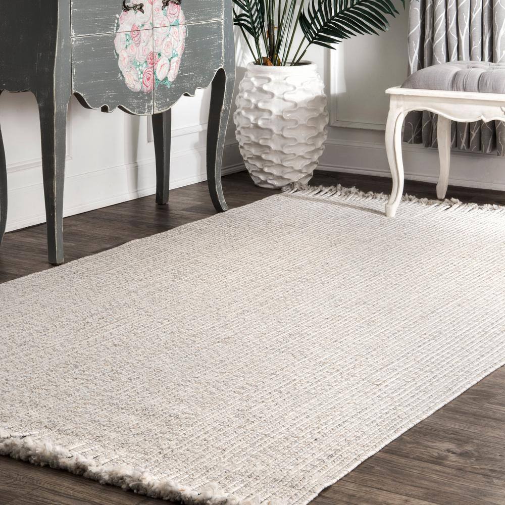 Ivory Braided Square Synthetic Indoor/Outdoor Rug