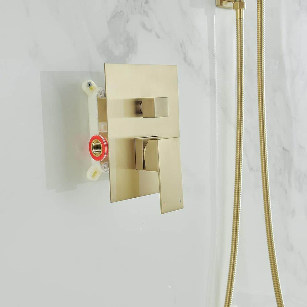 Brushed Gold Stainless Steel Wall Mounted Rain Shower System