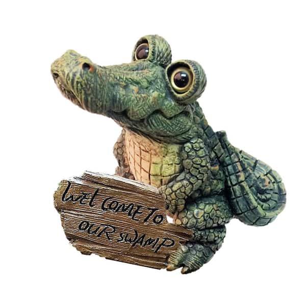 HOMESTYLES Toad Hollow 11 in. H Large Standing Whimsical Gator