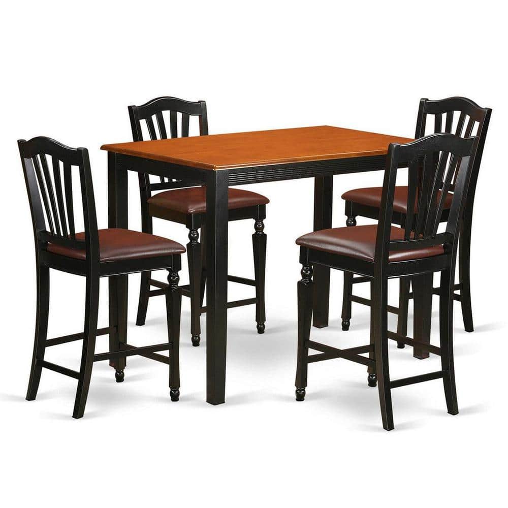 Cherry and Black Wood 5-Piece Counter Height Pub Set