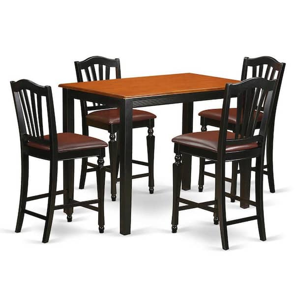 East West Furniture 5-Piece Black Finish Solid Wood Top - Dining Room Set - Seats 4