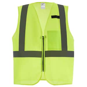 Large/X-Large Yellow Class 2 High Visibility Mesh Safety Vest with 1 Pocket
