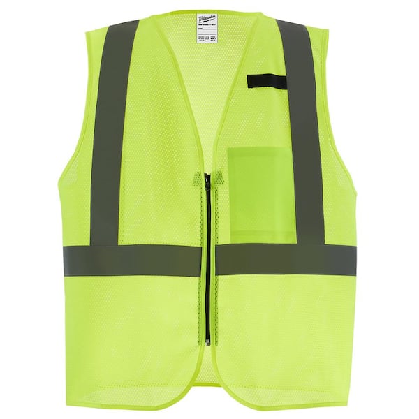 Milwaukee 4X-Large/5X-Large Yellow Class 2 High Visibility Mesh One Pocket Safety Vest