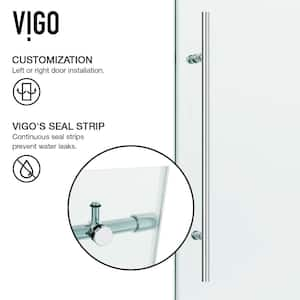 Elan E-Class 52 to 56 in. W x 76 in. H Sliding Frameless Shower Door in Chrome with 3/8 in. (10mm) Clear Glass