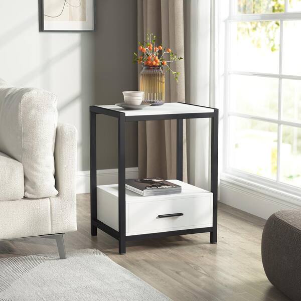 BYBLIGHT Fenley 1-Drawer Gold Nightstand Modern Bedside Table End