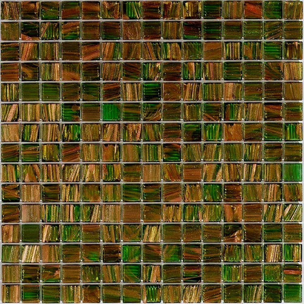 "Celestial 4"" x 6"" Glossy Green & Gold Glass Mosaic Uniform square Wall & Floor Sample Tile 0.13 sq. ft./Piece (1-Pack)" price history on PriceWatchPro