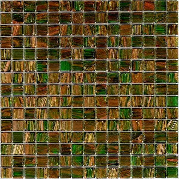 Apollo Tile Celestial 4" x 6" Glossy Green & Gold Glass Mosaic Uniform square Wall & Floor Sample Tile 0.13 sq. ft./Piece (1-Pack)