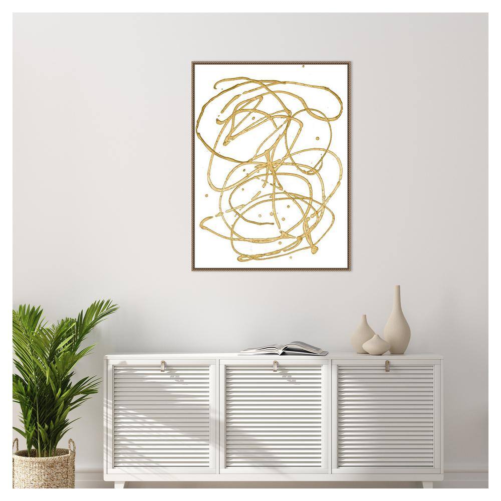 Gold Abstract Beaded Perimeter Framed Canvas Wall Art, 32 x 42