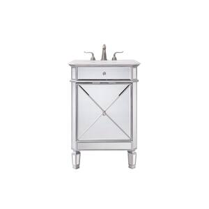Timeless Home 24 in. W Single Bathroom Vanity in Clear Mirror with Vanity Top in White with White Basin