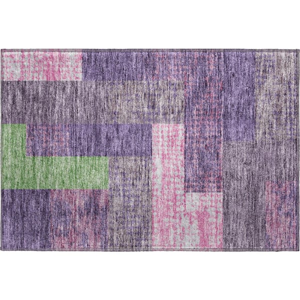 Addison Rugs Mayfield Premium Machine Washable Abstract AMF941 Purple 2 ft. x 3 ft. Area Rug