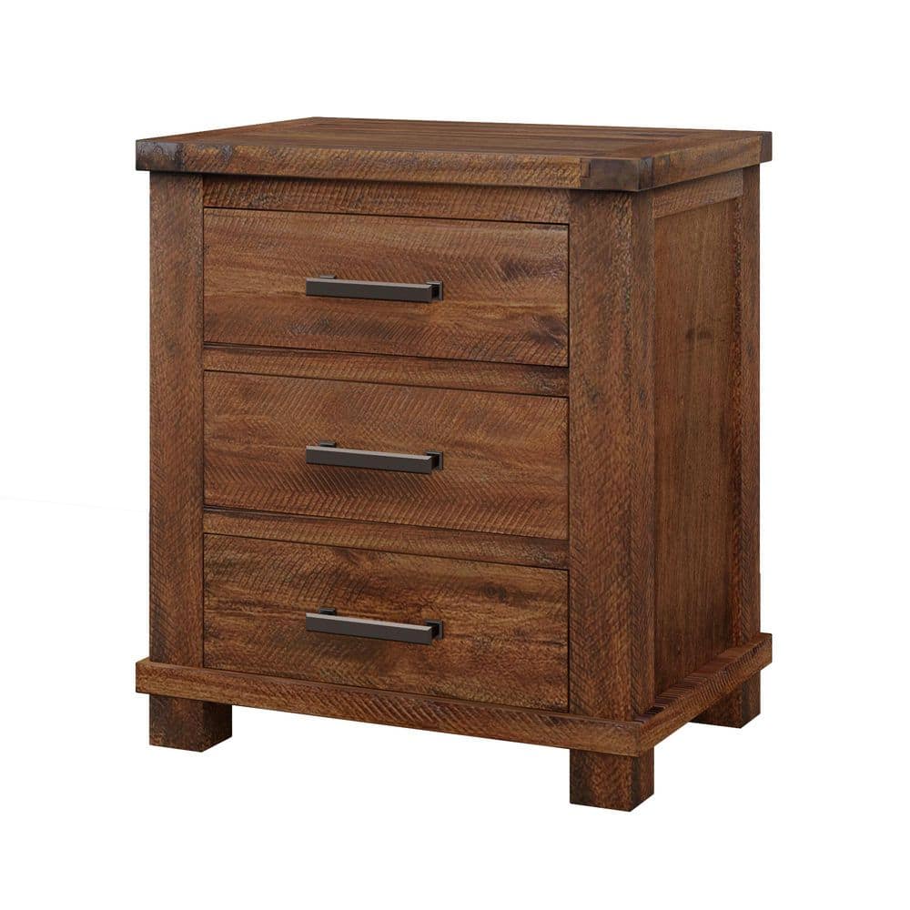 Rustic 3-Drawer Reclaimed Solid Wood Farmhouse Nightstand Set of 2(24 in. W x 17 in. D x 25.6 in. H) - thumbnail 4