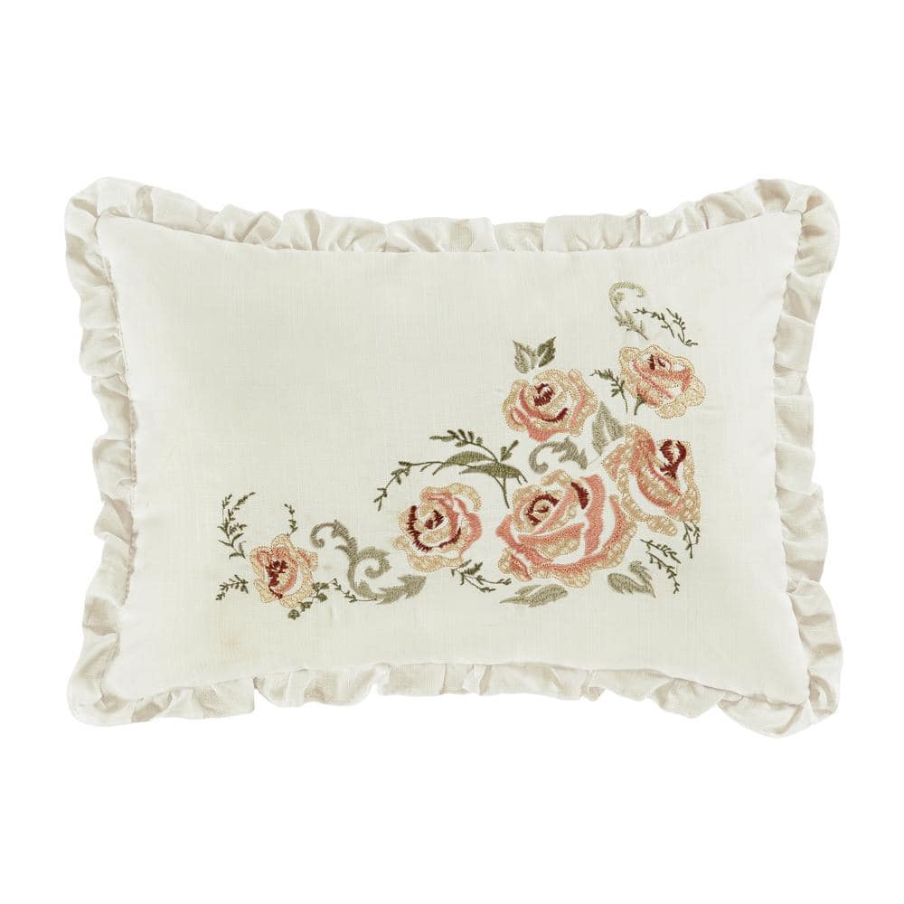 Estelle Coral Polyester 13x19 Boudoir Decorative Throw Pillow
