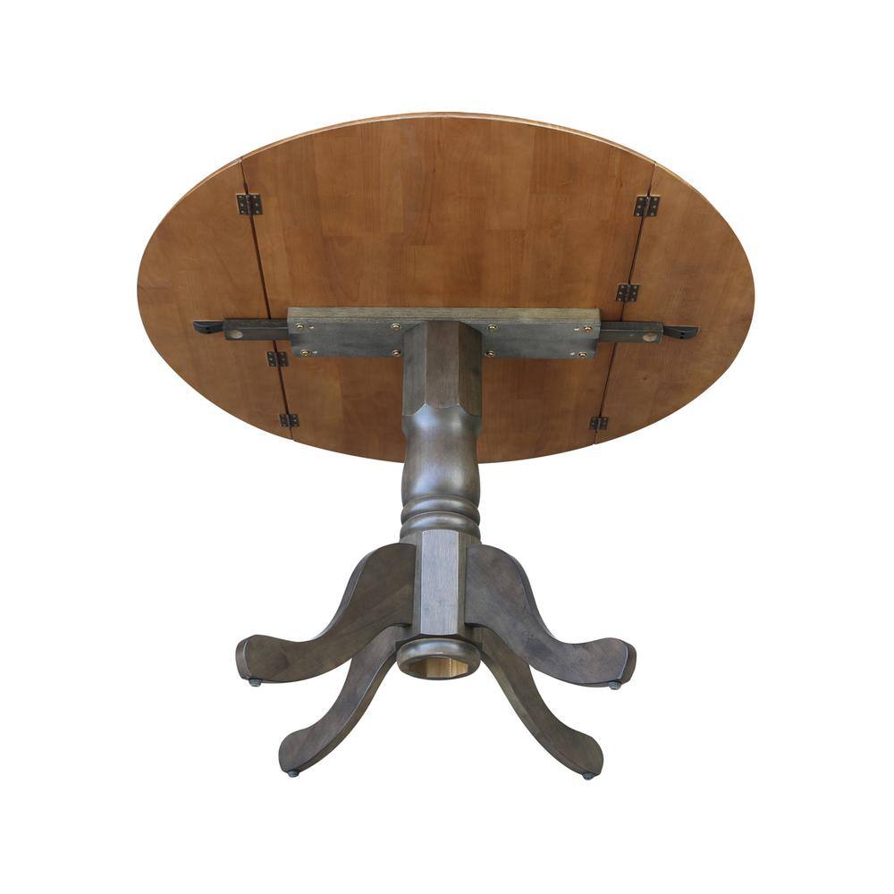 42" Hickory and Washed Coal Dual Drop Leaf Table with 2 Chairs
