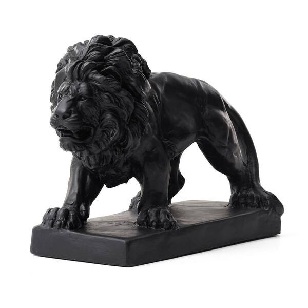 Glitzhome 24.5 in. L MGO Black Walking Lion Garden Statue