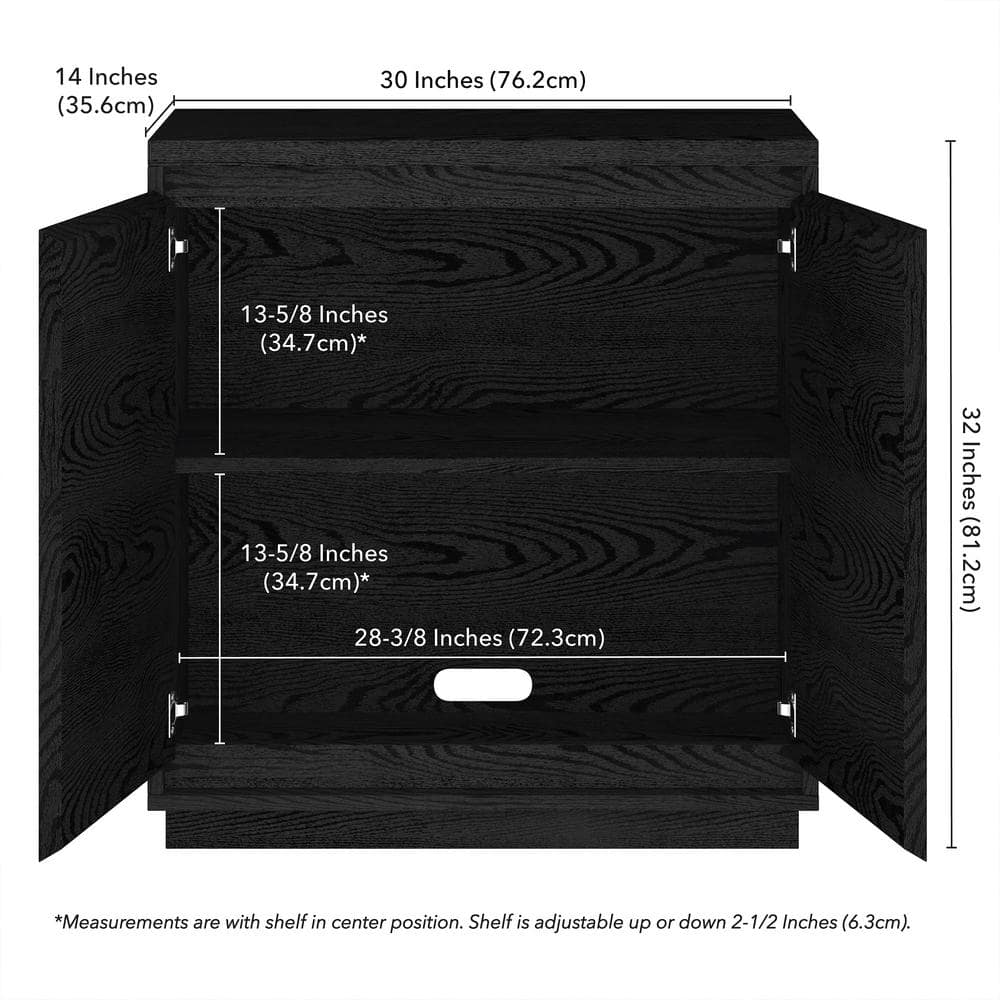 Black Grain MDF Rectangular Accent Cabinet with Adjustable Shelving