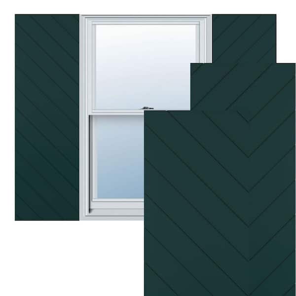 Ekena Millwork 12-in W x 52-in H True Fit PVC Diagonal Slat Modern Style Fixed Mount Shutters, Thermal Green