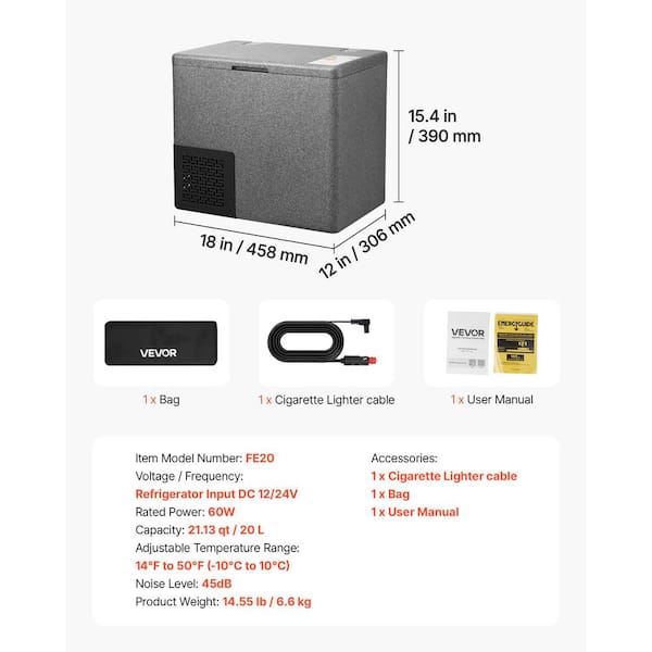 SKYSHALO Refrigerator Capacity 0.7 cu. ft. 21 qt. Car Refrigerator