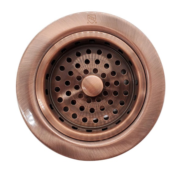 Westbrass Post Style Kitchen Strainer with Waste Disposal Flange and  Stopper Drain Set, Antique Copper D2165-11 The Home Depot