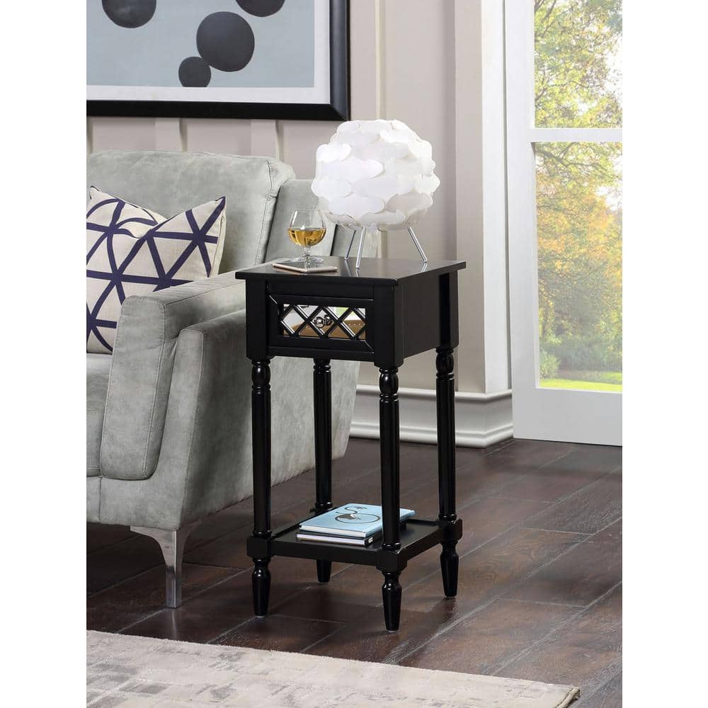 French Country Khloe Deluxe Black Wood and Metal 1-Drawer Accent Table