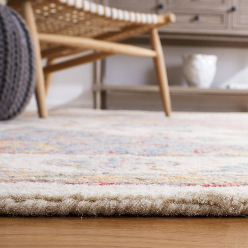Ivory and Rust Hand-Tufted Wool Rectangular Area Rug