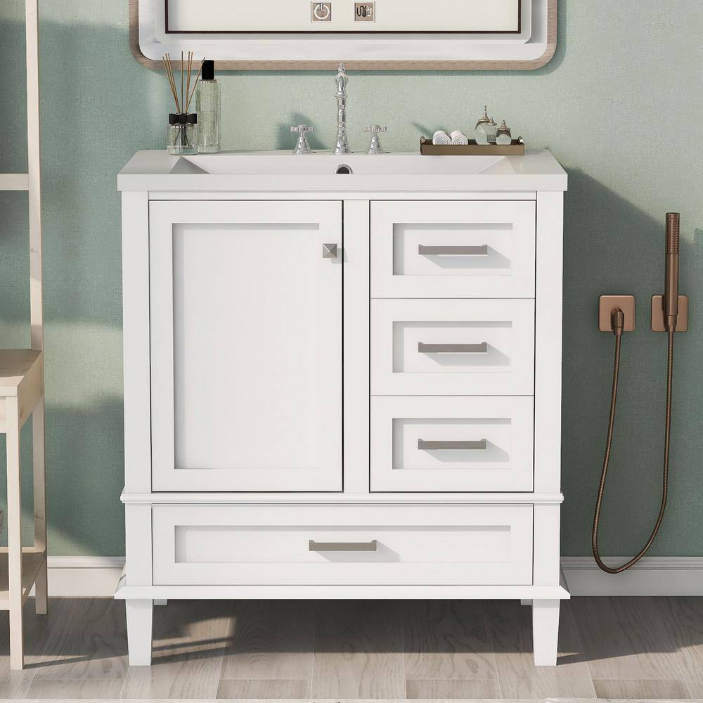 30 in. W x 18 in. D x 34.05 in. H Single Sink Freestanding Bath Vanity in W